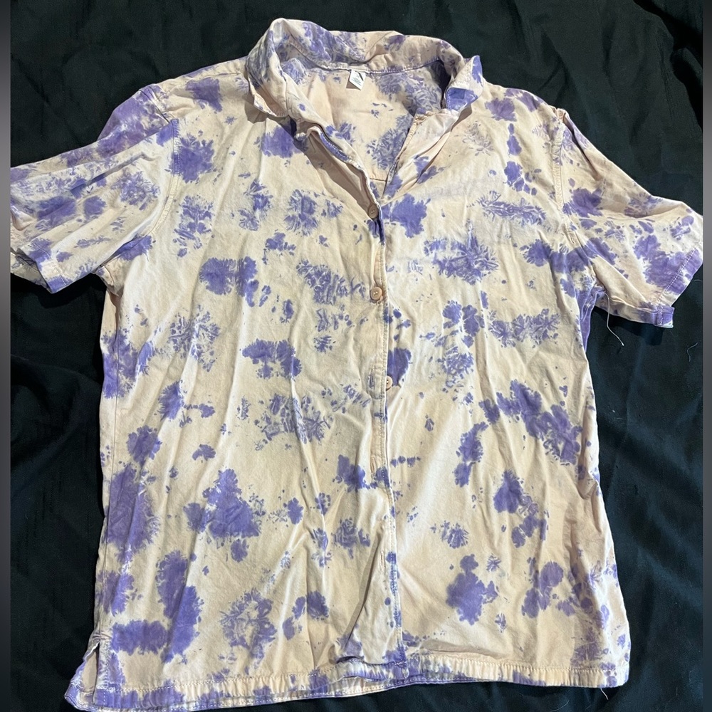 Pink purple tiedye button up
